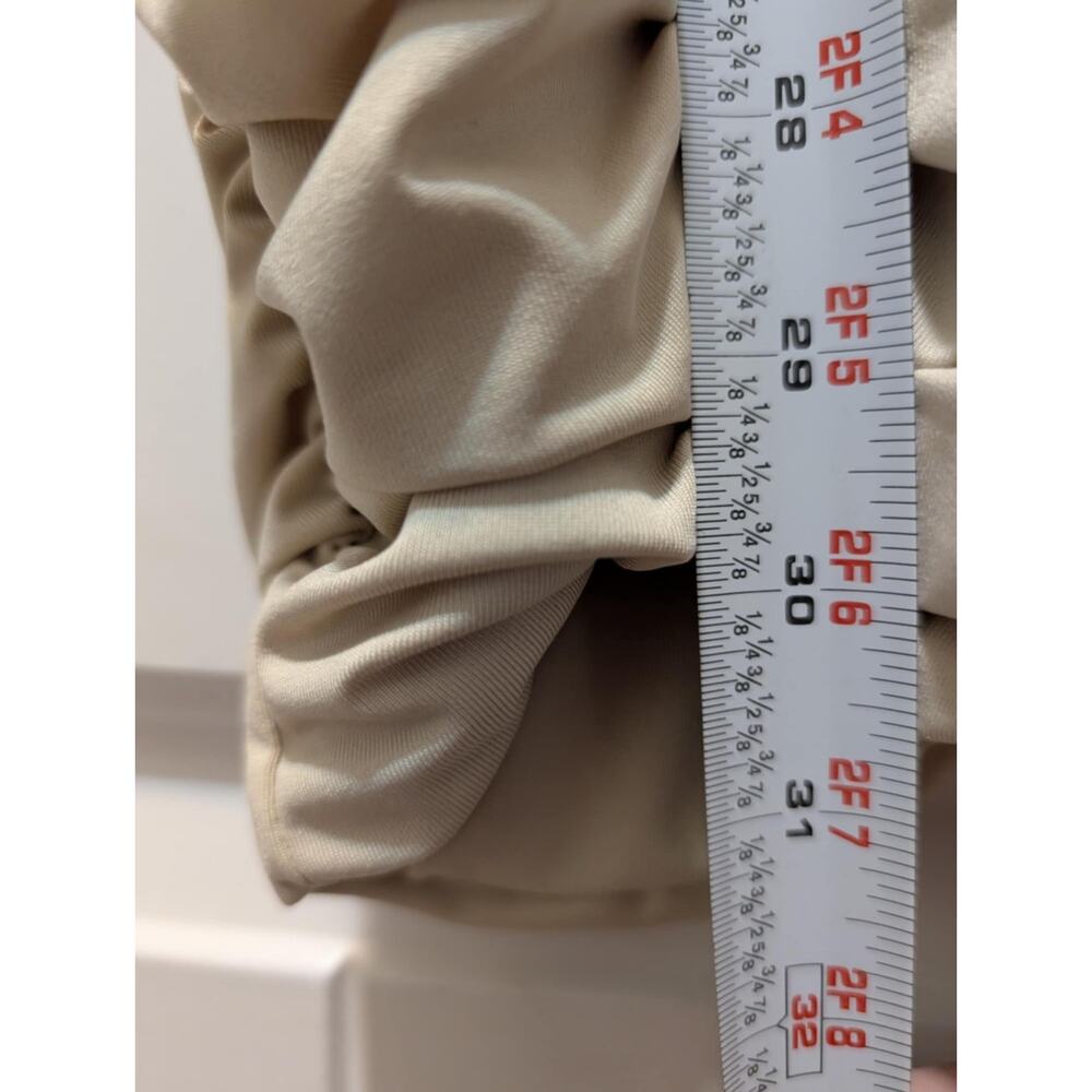 Edikted Long Sleeve Ruched Dollie Sexy Mini Dress Beige Size XS Party Clubwear - Picture 6 of 8